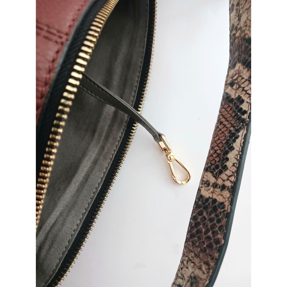 VC Vince Camuto Corin Lg Hobo Bag Bordeaux Brown Leather Snake Print Top Strap - Picture 12 of 14